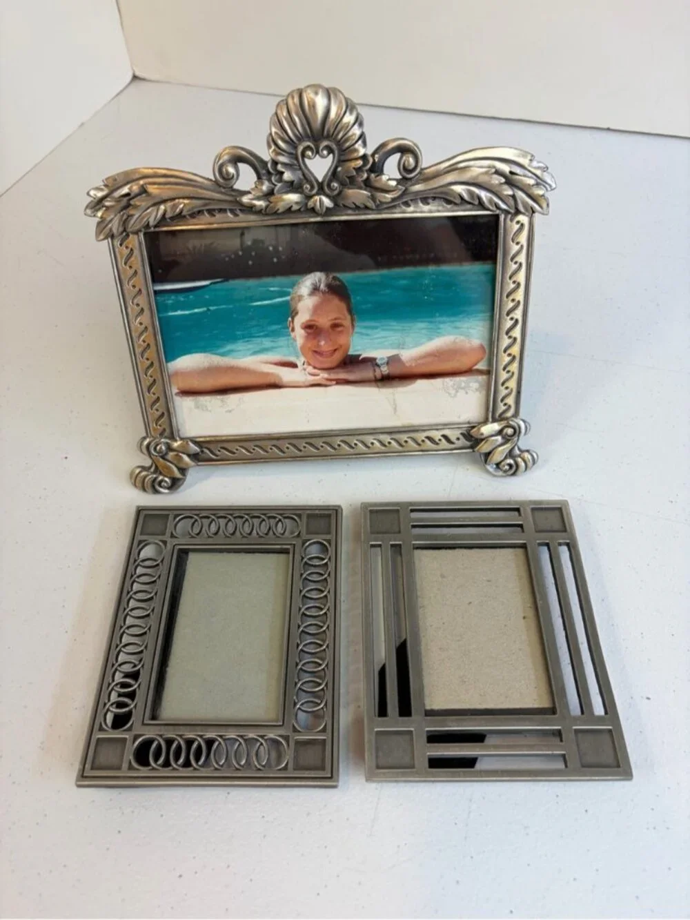 Vintage Silver Tone Picture Frames Art Deco Ornate Home Decor Maximalist Gothic